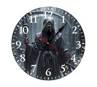 FekiLoot Grim Reaper Wall Clock for Bedroom, Operated Clocks with Arabic Numerals, Round Silent Non-Ticking Clock for Kitchen, Bathroom, Living Room, Office Decorative Clocks with Easy Read Numbers