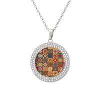 FekiLoot Group of Moroccan Geometric Necklace Round Coin Pendant Necklaces Charm Circle Chain Pendant Fashion Jewelry Necklaces Disc Round Pendant Necklace for Women Men Wife