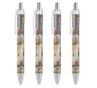 FekiLoot GuineaPigs Ballpoint Pens Retractable Black Ink Ballpoint Pens 0.5mm Medium Point Smooth Writing Pattern Pen with Super Soft Grip Cute Work Supplies for Men Women 4 PCS