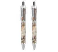 FekiLoot GuineaPigs Ballpoint Pens Retractable Black Ink Ballpoint Pens 0.5mm Medium Point Smooth Writing Pattern Pen with Super Soft Grip Cute Work Supplies for Men Women 2 PCS