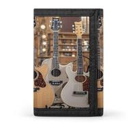 FekiLoot Guitar Bass Music Musical Instruments Men's Wallet Extra Capacity Trifold Wallet Thin & Stylish Trifold Card Holder with ID Window