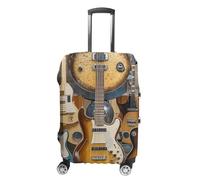 FekiLoot Guitar Bass Music Musical Instruments Travel Luggage Cover Anti-Scratch Suitcase Cover Elastic Luggage Protector Fits 19-28 Inch Case, white, Small, Stylish
