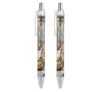 FekiLoot Guitar Bass Musical Instrument Ballpoint Pens Retractable Black Ink Ballpoint Pens 0.5mm Medium Point Smooth Writing Pattern Pen with Super Soft Grip Cute Work Supplies for Men Women 2 PCS