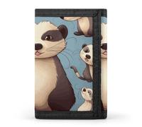 FekiLoot Hairy Ferret Wallet Compact Blocking Trifold Wallets with Zipper Minimalist Purse Wallet Credit Card Holder