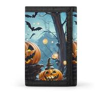 FekiLoot Halloween Flying Bats Trifold Wallet Slim Credit Card Holder Stylish Trifold Billfold Minimalist Front Pocket Friendly Purses