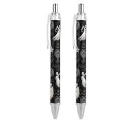 FekiLoot Halloween Goth Ballpoint Pens Retractable Black Ink Ballpoint Pens 0.5mm Medium Point Smooth Writing Pattern Pen with Super Soft Grip Cute Work Supplies for Men Women 2 PCS