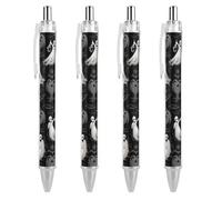 FekiLoot Halloween Goth Ballpoint Pens Retractable Black Ink Ballpoint Pens 0.5mm Medium Point Smooth Writing Pattern Pen with Super Soft Grip Cute Work Supplies for Men Women 4 PCS
