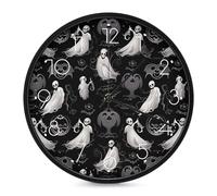 FekiLoot Halloween Goth Wall Clock 10 Inch Silent Non Ticking Battery Operated Round Wall Clock Modern Decorative Clocks for Kitchen Home Office Living Room Bedroom Bathroom White