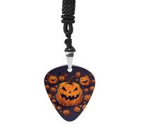 FekiLoot Halloween Pumpkin Guitar Pick Necklace for Women&Men Personalized Pendant Necklaces Exquisite Metal Necklaces Cool Guitar Pick Holder Necklace Unique Gifts for Adult