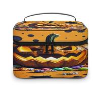FekiLoot Halloween Pumpkin Monster Makeup Bag Large Capacity Travel Cosmetic Bag Lightweight Hand-held Toiletry Bags Portable Cosmetic Pouch Cute Make Up Pouch for Women