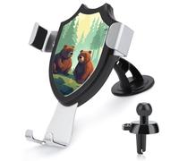 FekiLoot Hand Drawn Bear Car Phone Holder Mount Strongest Suction & Clip Cell Phone Mount for Dashboard Windshield Vent Fits 4-6" Phones (Straight Vent Only)