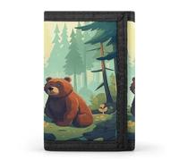 FekiLoot Hand Drawn Bear Wallet for Men Slim Minimalist Trifold Wallet with ID Window And Credit Card Holder