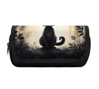 FekiLoot Hand Drawn Black Cat Pencil Case Office Pencil Box Large Capacity Pencil Box Pouch Holder Double Zipper Pencil Case Use to Organize Desktop And Plan Space Home Office
