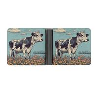 FekiLoot Hand Drawn Cow Leather Wallet Double-Sided Different Images Bifold Wallet Ultra Strong Stitching Slim Wallets