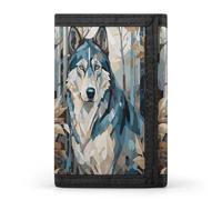 FekiLoot Hand Drawn Dog Pattern Wallets Exquisite Trifold Wallet Front Pocket Wallet with Zipper Keychain Coin Purse Credit Card Holder for Adult