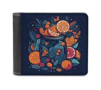 FekiLoot Hand Drawn Fruit Pattern PU Leather Wallet Bifold Wallet Front Pocket Wallets Fashion Purse Slim Billfold Credit Card Holder