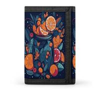 FekiLoot Hand Drawn Fruit Pattern Wallets Exquisite Trifold Wallet Front Pocket Wallet with Zipper Keychain Coin Purse Credit Card Holder for Adult
