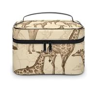FekiLoot Hand Drawn Giraffes Makeup Bag Personalized Portable Travel Toiletry Bag Waterproof Cute Large Capacity Cosmetics Bags Fashion Lightweight Makeup Organizer Bags for Women