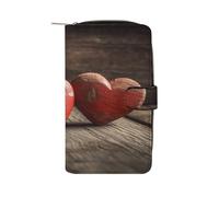 FekiLoot Hand Drawn Heart Pattern Wallet Large Capacity Travel Double Fold Wallets Portable Zipper Leather Purse for Women Men