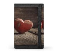 FekiLoot Hand Drawn Heart Pattern Wallets Exquisite Trifold Wallet Front Pocket Wallet with Zipper Keychain Coin Purse Credit Card Holder for Adult
