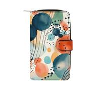 FekiLoot Hand Drawn Pattern Wallet Large Capacity Travel Double Fold Wallets Portable Zipper Leather Purse for Women Men