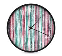 FekiLoot Hand Drawn Striped Modern Wall Clock - 10 Inch Round, Silent Non-Ticking, Analog Display, Decorative Hand Drawn Striped Digital Wall Clock for Living Room Classroom Office Decor