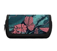 FekiLoot Hand Drawn Tropical Leaves Pencil Case Office Pencil Box Large Capacity Pencil Box Pouch Holder Double Zipper Pencil Case Use to Organize Desktop And Plan Space Home Office