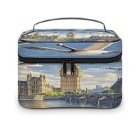 FekiLoot Hand-painted City Makeup Bag Large Capacity Travel Cosmetic Bag Lightweight Hand-held Toiletry Bags Portable Cosmetic Pouch Cute Make Up Pouch for Women