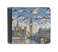 FekiLoot Hand-painted City Wallet Large Capacity Slim Bifold Wallet with Multiple Card Slots PU Leather Men Purse