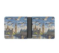 FekiLoot Hand-painted City Wallet Slim Leather Bifold Wallet Extra Capacity Wallets with Multiple Card Slots Men Billfold