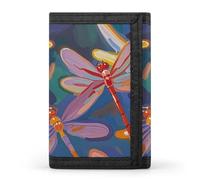 FekiLoot Hand Painted Dragonfly Wallet Men's Trifold Wallet Extra Capacity Credit Card Holder Cards Purse Front Pocket