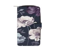 FekiLoot Hand Painted Flowers Wallet Large Capacity Travel Double Fold Wallets Portable Zipper Leather Purse for Women Men