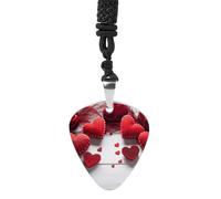 FekiLoot Handmade Red Hearts Guitar Pick Necklace for Women&Men Personalized Pendant Necklaces Exquisite Metal Necklaces Cool Guitar Pick Holder Necklace Unique Gifts for Adult
