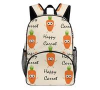 FekiLoot Happy Carrot Waterproof Oxford Fabric Backpack, Large Capacity Casual Rucksack with Adjustable Padded Straps, Multipurpose Daypack for Daily Commute Outdoor Activities