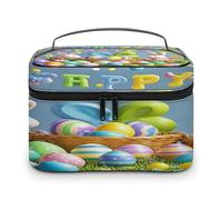FekiLoot Happy Easter Makeup Bag Large Capacity Travel Cosmetic Bag Lightweight Hand-held Toiletry Bags Portable Cosmetic Pouch Cute Make Up Pouch for Women