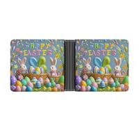 FekiLoot Happy Easter Wallet Slim Leather Bifold Wallet Extra Capacity Wallets with Multiple Card Slots Men Billfold