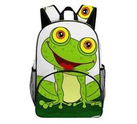 FekiLoot Happy Frog Waterproof Oxford Fabric Backpack, Large Capacity Casual Rucksack with Adjustable Padded Straps, Multipurpose Daypack for Daily Commute Outdoor Activities