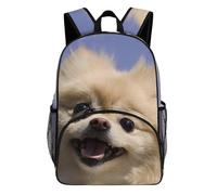 FekiLoot Happy Pomeranian Waterproof Oxford Fabric Backpack, Large Capacity Casual Rucksack with Adjustable Padded Straps, Multipurpose Daypack for Daily Commute Outdoor Activities