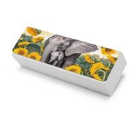 FekiLoot Hard Shell Elephant Sunflowers Glasses Case PU Leather Eyeglasses Case Magnetic Closure Portable Clam Eyeglass Protective Holder Cases with Cleaning Cloth for Men & Women