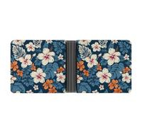 FekiLoot Hawaii Flower Leather Wallet Double-Sided Different Images Bifold Wallet Ultra Strong Stitching Slim Wallets