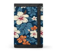 FekiLoot Hawaii Flower Wallet for Women Men Trifold Wallet Large Front Pocket Wallets Travel Slim RFID Blocking Wallets Coin Purse Credit Card Holder