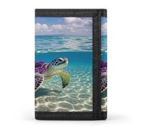 FekiLoot Hawaii with Purple Sea Turtle Wallet Slim Trifold Wallets with Multiple Card Slots Credit Card Holder Pocket Coin Purse