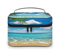 FekiLoot Hawaiian Beach Makeup Bag Large Capacity Travel Cosmetic Bag Lightweight Hand-held Toiletry Bags Portable Cosmetic Pouch Cute Make Up Pouch for Women