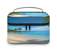 FekiLoot Hawaiian Beach with Palm Trees Makeup Bag Organizer Portable Travel Toiletry Bag with Handle Fashion Large Capacity Cosmetic Bags Lightweight Waterproof Makeup Storage Bags for Women