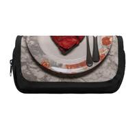 FekiLoot Heart Shape on Plate Pencil Case Office Pencil Box Large Capacity Pencil Box Pouch Holder Double Zipper Pencil Case Use to Organize Desktop And Plan Space Home Office