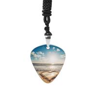 FekiLoot Heart Shape Romantic Beach Guitar Pick Necklace for Women&Men Personalized Pendant Necklaces Exquisite Metal Necklaces Cool Guitar Pick Holder Necklace Unique Gifts for Adult