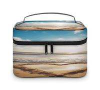 FekiLoot Heart Shape Romantic Beach Makeup Bag Organizer Portable Travel Toiletry Bag with Handle Fashion Large Capacity Cosmetic Bags Lightweight Waterproof Makeup Storage Bags for Women