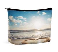 FekiLoot Heart Shape Romantic Beach Toiletry Bag Travel Cosmetic Bag with Zipper Personalized Makeup Pouch Makeup Pouch for Women for Use in Daily Life Travel Other Occasions