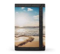 FekiLoot Heart Shape Romantic Beach Wallet for Women Men Trifold Wallet Large Front Pocket Wallets Travel Slim RFID Blocking Wallets Coin Purse Credit Card Holder