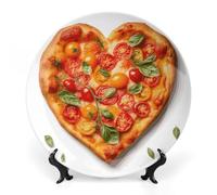 FekiLoot Heart Shaped PizzaDecorative Ceramic Plate Dinner Plate for Salad Dessert Round Display Plate Decorative Porcelain Dish Wall Ornament Microwave Oven Dishwasher Safe Gift 7inch